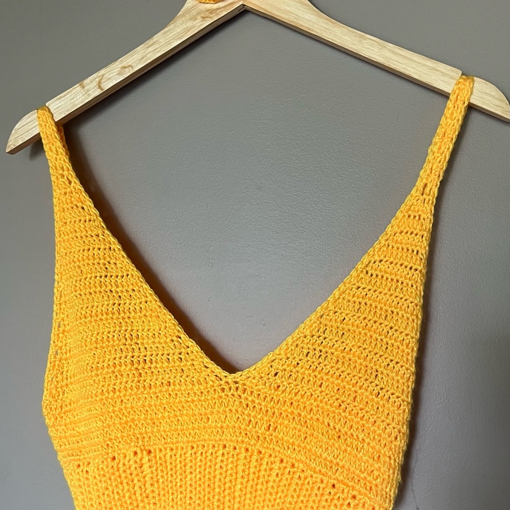 Vibrant Yellow crochet V-Neck Top